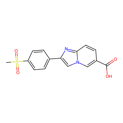 2-[4-(Methylsulfonyl)phenyl]imidazo[1,2-a]pyridine-6-carboxylic acid structure