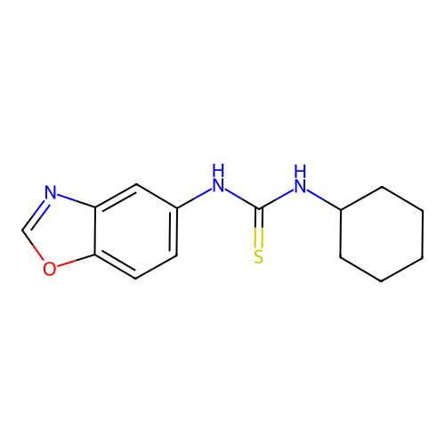 N-(1,3-benzoxazol-5-yl)-N'-cyclohexylthiourea structure