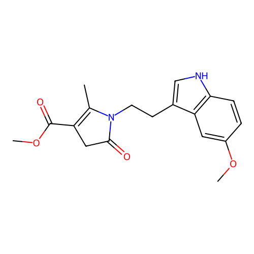 methyl 1-[2-(5-methoxy-1H-indol-3-yl)ethyl]-2-methyl-5-oxo-4,5-dihydro-1H-pyrrole-3-carboxylate structure