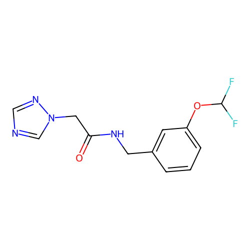 N-[3-(difluoromethoxy)benzyl]-2-(1H-1,2,4-triazol-1-yl)acetamide structure