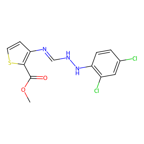 methyl 3-({(E)-[2-(2,4-dichlorophenyl)hydrazino]methylidene}amino)-2-thiophenecarboxylate structure