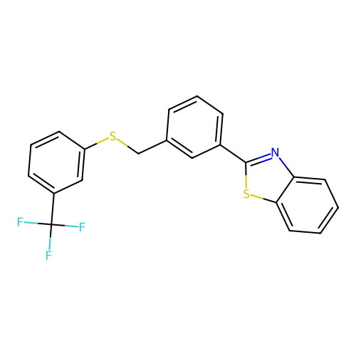 2-[3-({[3-(Trifluoromethyl)phenyl]sulfanyl}methyl)phenyl]-1,3-benzothiazole structure