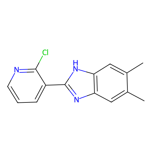 2-(2-chloro-3-pyridinyl)-5,6-dimethyl-1H-1,3-benzimidazole structure