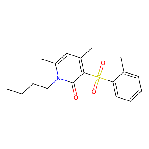 1-Butyl-4,6-dimethyl-3-(2-methylphenyl)sulfonyl-2-pyridinone structure