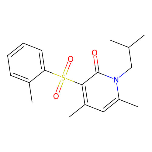 1-isobutyl-4,6-dimethyl-3-[(2-methylphenyl)sulfonyl]-2(1H)-pyridinone structure
