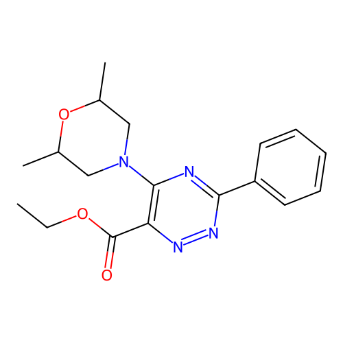 Ethyl 5-(2,6-dimethylmorpholin-4-yl)-3-phenyl-1,2,4-triazine-6-carboxylate structure