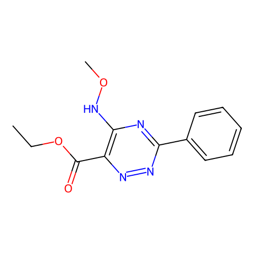 Ethyl 5-(methoxyamino)-3-phenyl-1,2,4-triazine-6-carboxylate structure