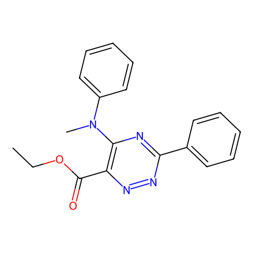 Ethyl 5-(methylanilino)-3-phenyl-1,2,4-triazine-6-carboxylate structure