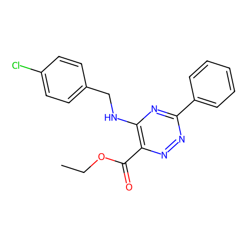 Ethyl 5-[(4-chlorobenzyl)amino]-3-phenyl-1,2,4-triazine-6-carboxylate structure