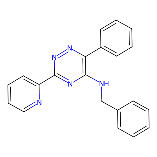 N-benzyl-6-phenyl-3-(2-pyridinyl)-1,2,4-triazin-5-amine structure
