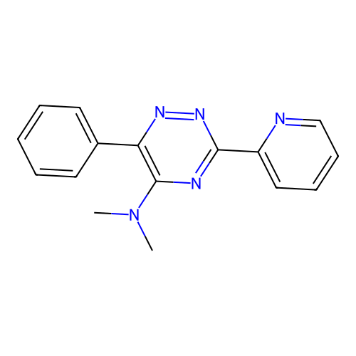 N,N-dimethyl-6-phenyl-3-(2-pyridinyl)-1,2,4-triazin-5-amine structure