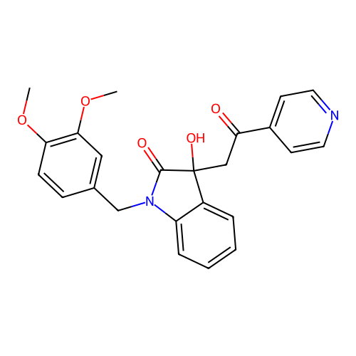1-(3,4-dimethoxybenzyl)-3-hydroxy-3-[2-oxo-2-(pyridin-4-yl)ethyl]-1,3-dihydro-2H-indol-2-one structure