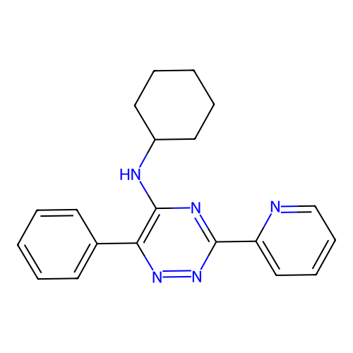 N-cyclohexyl-6-phenyl-3-(2-pyridinyl)-1,2,4-triazin-5-amine structure