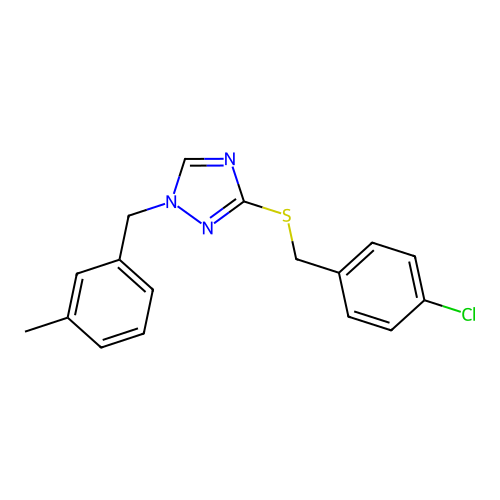 4-chlorobenzyl 1-(3-methylbenzyl)-1H-1,2,4-triazol-3-yl sulfide structure