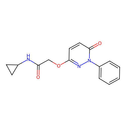 N-cyclopropyl-2-[(6-oxo-1-phenyl-1,6-dihydro-3-pyridazinyl)oxy]acetamide structure