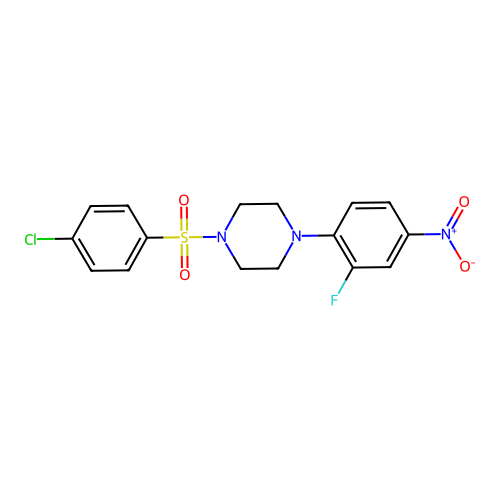 1-[(4-Chlorophenyl)sulfonyl]-4-(2-fluoro-4-nitrophenyl)piperazine structure