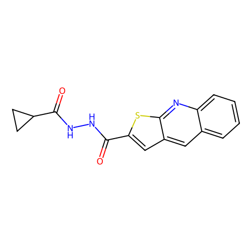 N'-(cyclopropylcarbonyl)thieno[2,3-b]quinoline-2-carbohydrazide structure