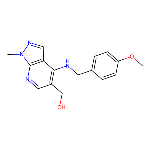 {4-[(4-methoxybenzyl)amino]-1-methyl-1H-pyrazolo[3,4-b]pyridin-5-yl}methanol structure