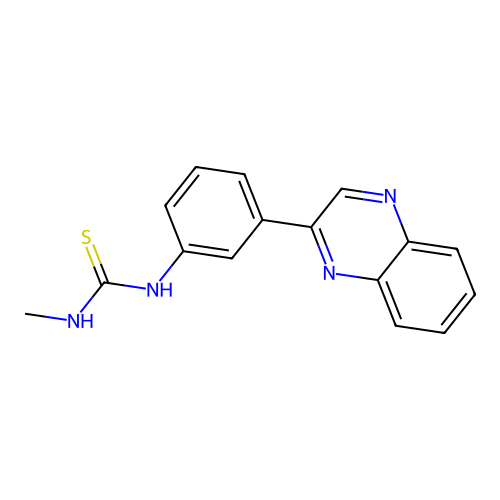 N-methyl-N'-[3-(2-quinoxalinyl)phenyl]thiourea structure