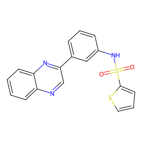 N-[3-(2-quinoxalinyl)phenyl]-2-thiophenesulfonamide structure