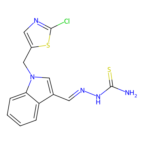 [[1-[(2-Chloro-1,3-thiazol-5-yl)methyl]indol-3-yl]methylideneamino]thiourea structure