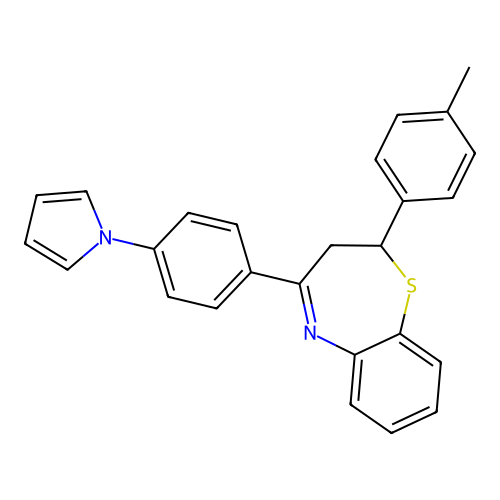 2-(4-methylphenyl)-4-[4-(1H-pyrrol-1-yl)phenyl]-2,3-dihydro-1,5-benzothiazepine structure