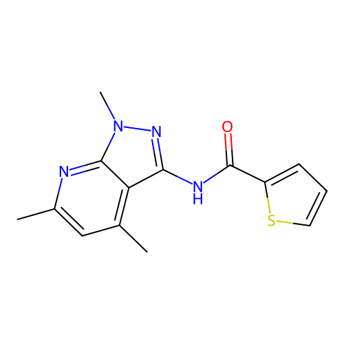 N-(1,4,6-trimethyl-1H-pyrazolo[3,4-b]pyridin-3-yl)-2-thiophenecarboxamide structure