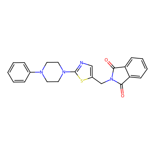 2-{[2-(4-phenylpiperazino)-1,3-thiazol-5-yl]methyl}-1H-isoindole-1,3(2H)-dione structure