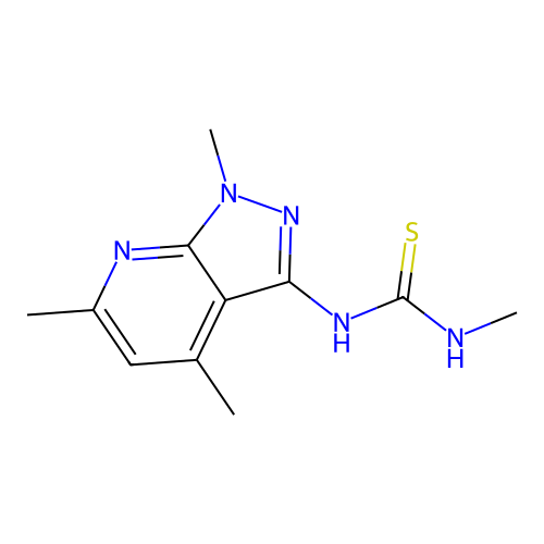 N-methyl-N'-(1,4,6-trimethyl-1H-pyrazolo[3,4-b]pyridin-3-yl)thiourea structure