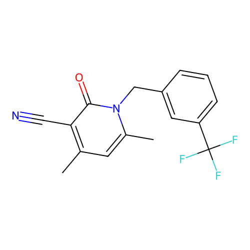 4,6-dimethyl-2-oxo-1-[3-(trifluoromethyl)benzyl]-1,2-dihydro-3-pyridinecarbonitrile structure