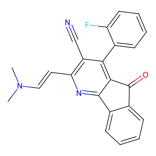 2-[2-(dimethylamino)ethenyl]-4-(2-fluorophenyl)-5-oxoindeno[1,2-b]pyridine-3-carbonitrile structure