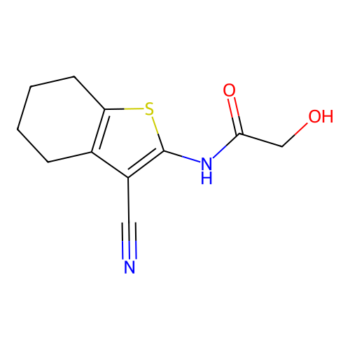 N-(3-cyano-4,5,6,7-tetrahydro-1-benzothiophen-2-yl)-2-hydroxyacetamide structure