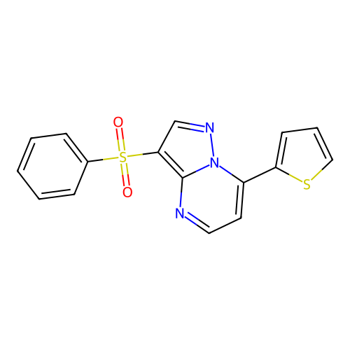 3-(Phenylsulfonyl)-7-(2-thienyl)pyrazolo[1,5-a]pyrimidine structure