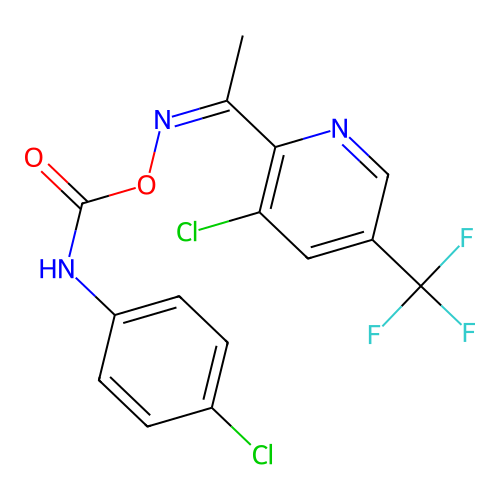 [1-[3-chloro-5-(trifluoromethyl)pyridin-2-yl]ethylideneamino] N-(4-chlorophenyl)carbamate structure