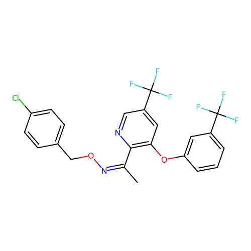 1-{5-(trifluoromethyl)-3-[3-(trifluoromethyl)phenoxy]-2-pyridinyl}-1-ethanone O-(4-chlorobenzyl)oxime structure