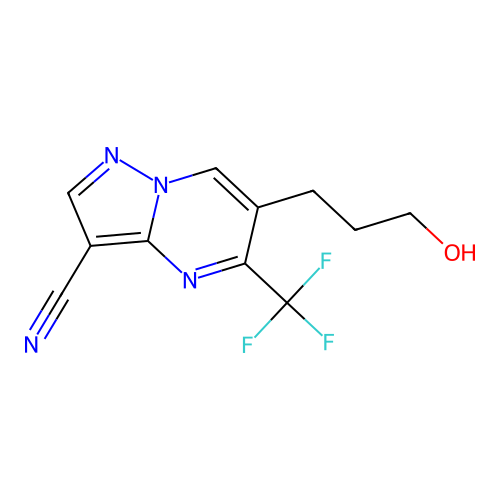 6-(3-Hydroxypropyl)-5-(trifluoromethyl)pyrazolo[1,5-a]pyrimidine-3-carbonitrile structure