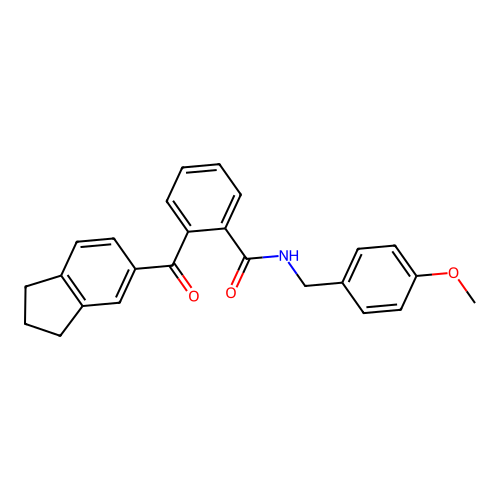 2-(2,3-dihydro-1H-inden-5-ylcarbonyl)-N-(4-methoxybenzyl)benzenecarboxamide structure