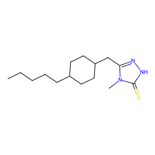 4-methyl-5-[(4-pentylcyclohexyl)methyl]-4H-1,2,4-triazole-3-thiol structure