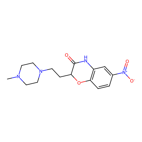 2-[2-(4-methylpiperazino)ethyl]-6-nitro-2H-1,4-benzoxazin-3(4H)-one structure