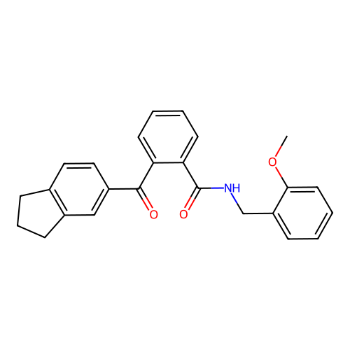 2-(2,3-dihydro-1H-inden-5-ylcarbonyl)-N-(2-methoxybenzyl)benzenecarboxamide structure
