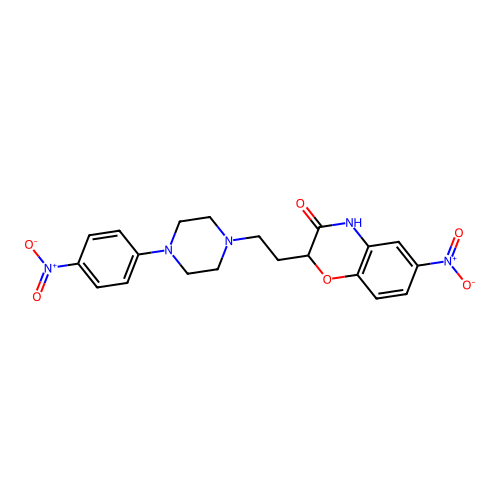 6-nitro-2-{2-[4-(4-nitrophenyl)piperazino]ethyl}-2H-1,4-benzoxazin-3(4H)-one structure