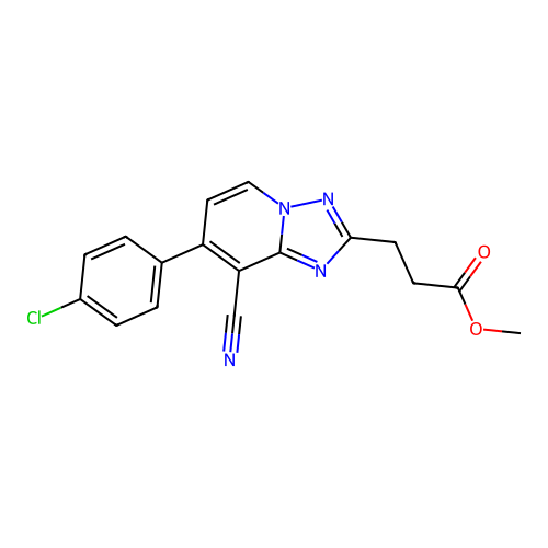 methyl 3-[7-(4-chlorophenyl)-8-cyano[1,2,4]triazolo[1,5-a]pyridin-2-yl]propanoate structure