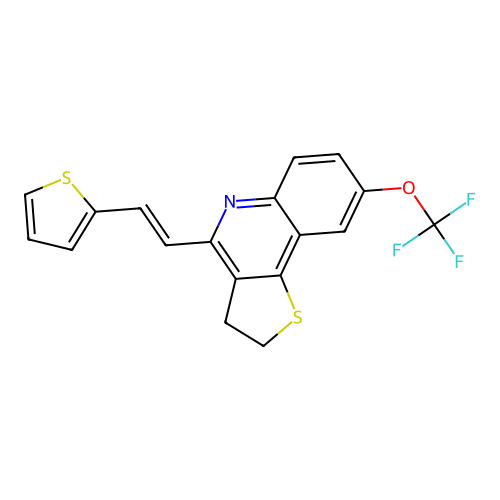 4-(2-thiophen-2-ylethenyl)-8-(trifluoromethoxy)-2,3-dihydrothieno[3,2-c]quinoline structure