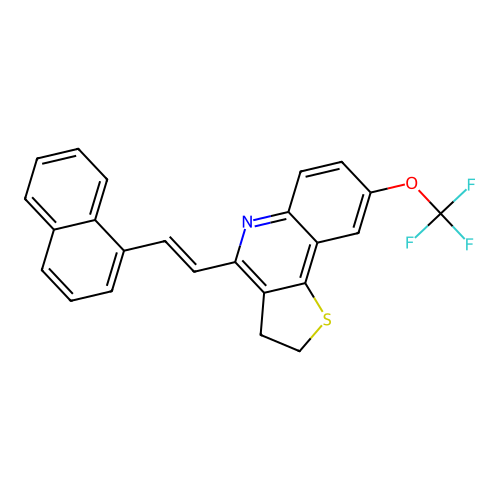 4-(2-naphthalen-1-ylethenyl)-8-(trifluoromethoxy)-2,3-dihydrothieno[3,2-c]quinoline structure