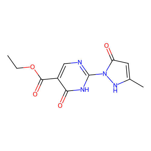 ethyl 2-(3-methyl-5-oxo-2,5-dihydro-1H-pyrazol-1-yl)-6-oxo-1,6-dihydro-5-pyrimidinecarboxylate structure
