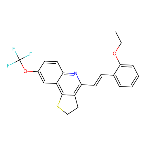 4-[(E)-2-(2-ethoxyphenyl)ethenyl]-8-(trifluoromethoxy)-2,3-dihydrothieno[3,2-c]quinoline structure
