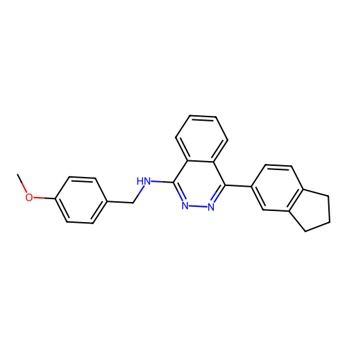 4-(2,3-dihydro-1H-inden-5-yl)-N-[(4-methoxyphenyl)methyl]phthalazin-1-amine structure