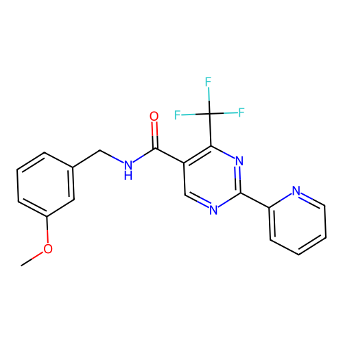 N-(3-methoxybenzyl)-2-(2-pyridinyl)-4-(trifluoromethyl)-5-pyrimidinecarboxamide structure