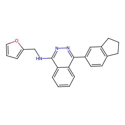 4-(2,3-dihydro-1H-inden-5-yl)-N-(furan-2-ylmethyl)phthalazin-1-amine structure