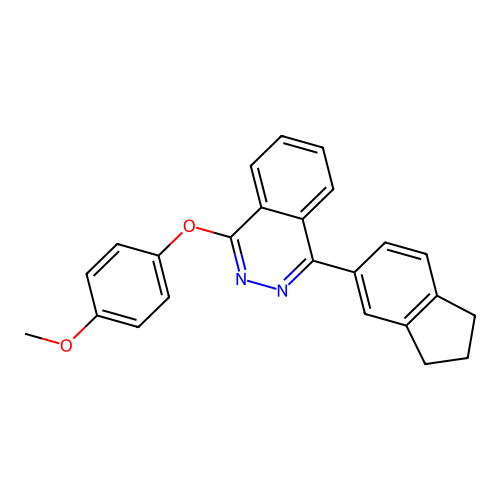 1-(2,3-dihydro-1H-inden-5-yl)-4-(4-methoxyphenoxy)phthalazine structure